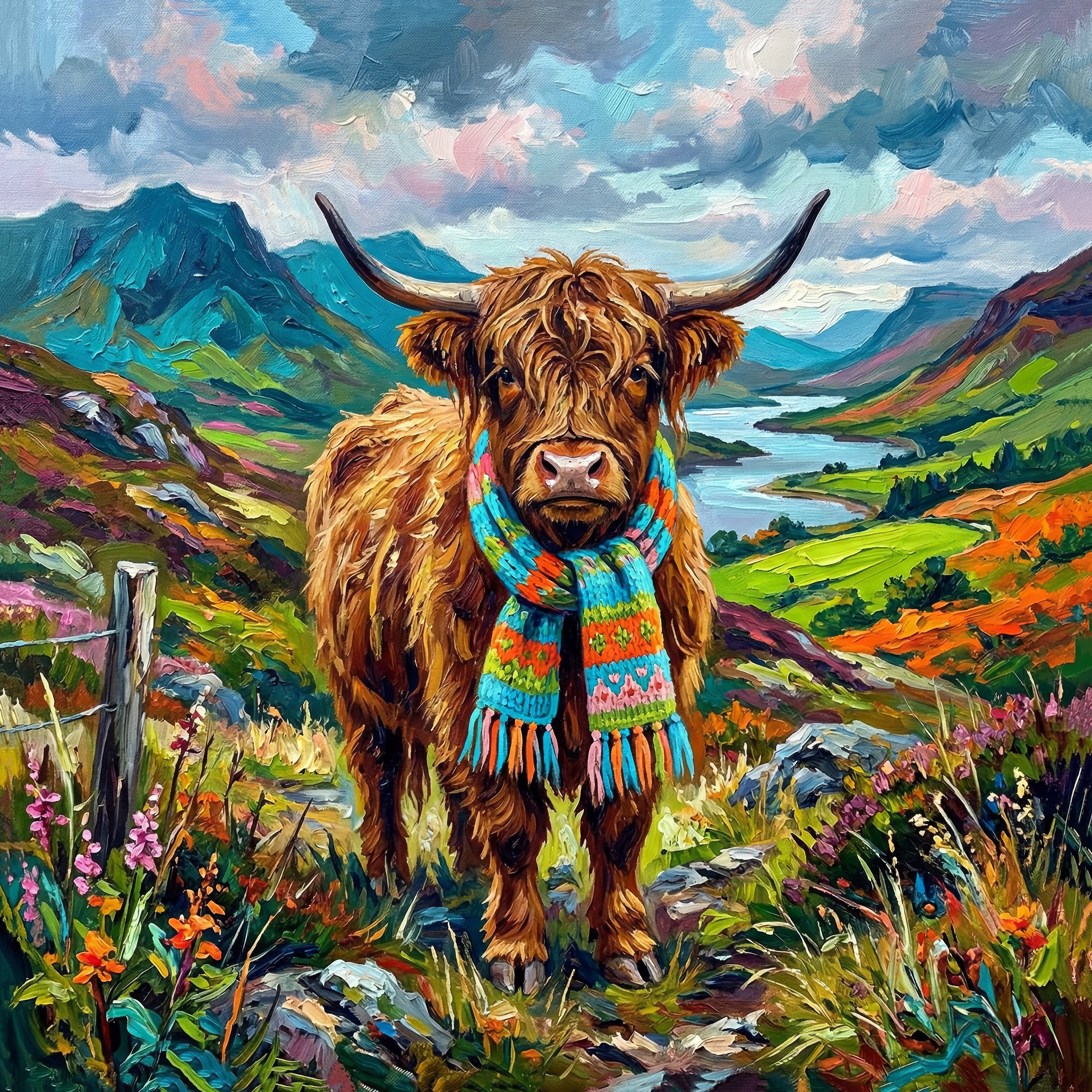 Ah'll Tak The High Road - The Highland Cow - Canvas Wall Art - Wall Decor