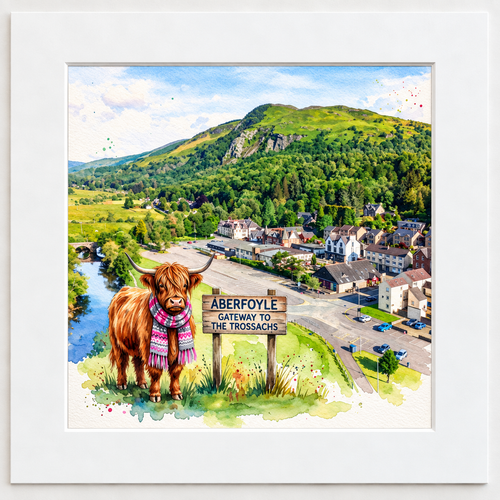 Aberfoyle Highland Cow Gateway to the Trossachs Scottish photo board