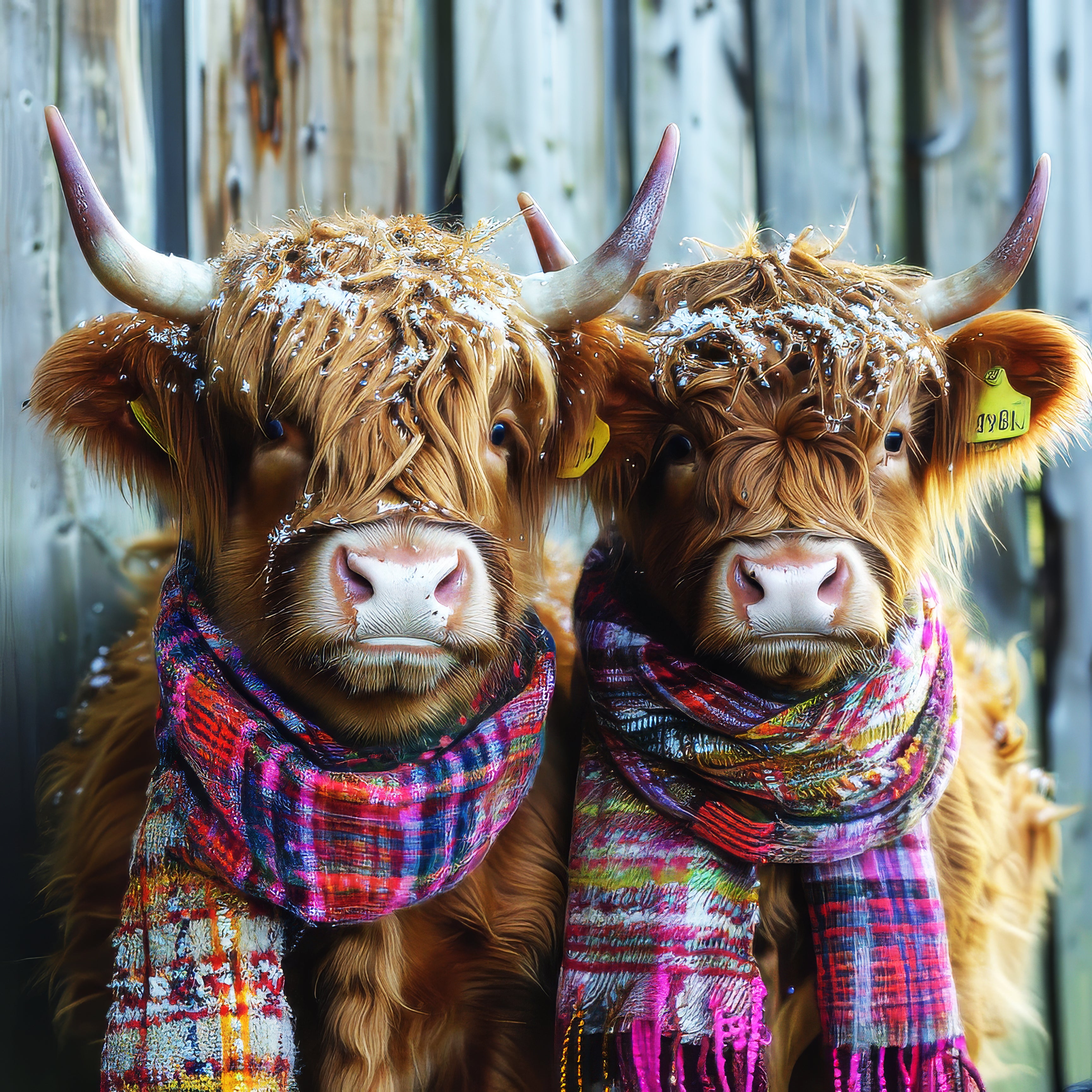 Paul & Simon The Highland Cows – Whimsical Framed Canvas Wall Art