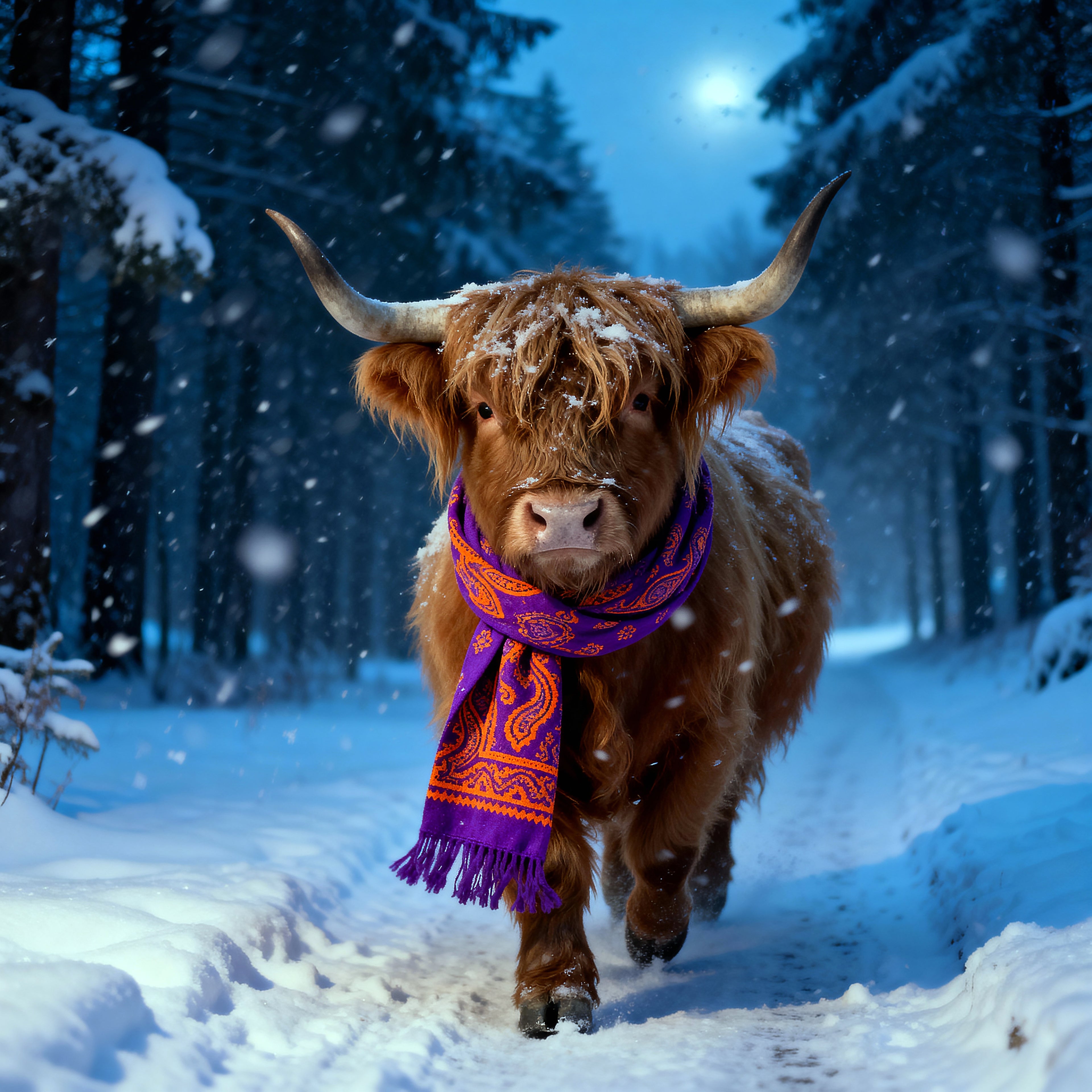 Robin Coo The Highland Cow – Whimsical Framed Canvas Wall Art