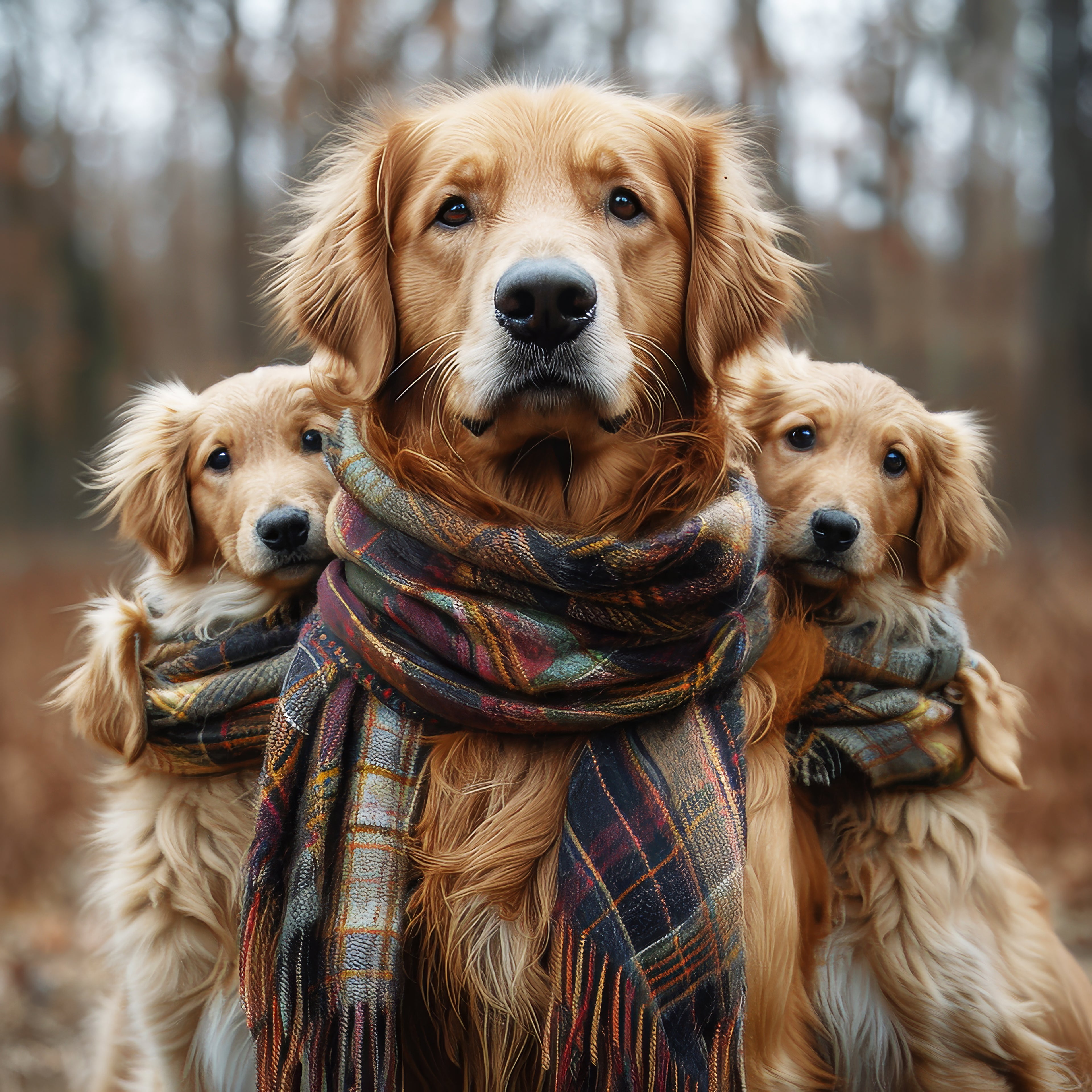 Retriever Family Dog's – Whimsical Framed Canvas Wall Art