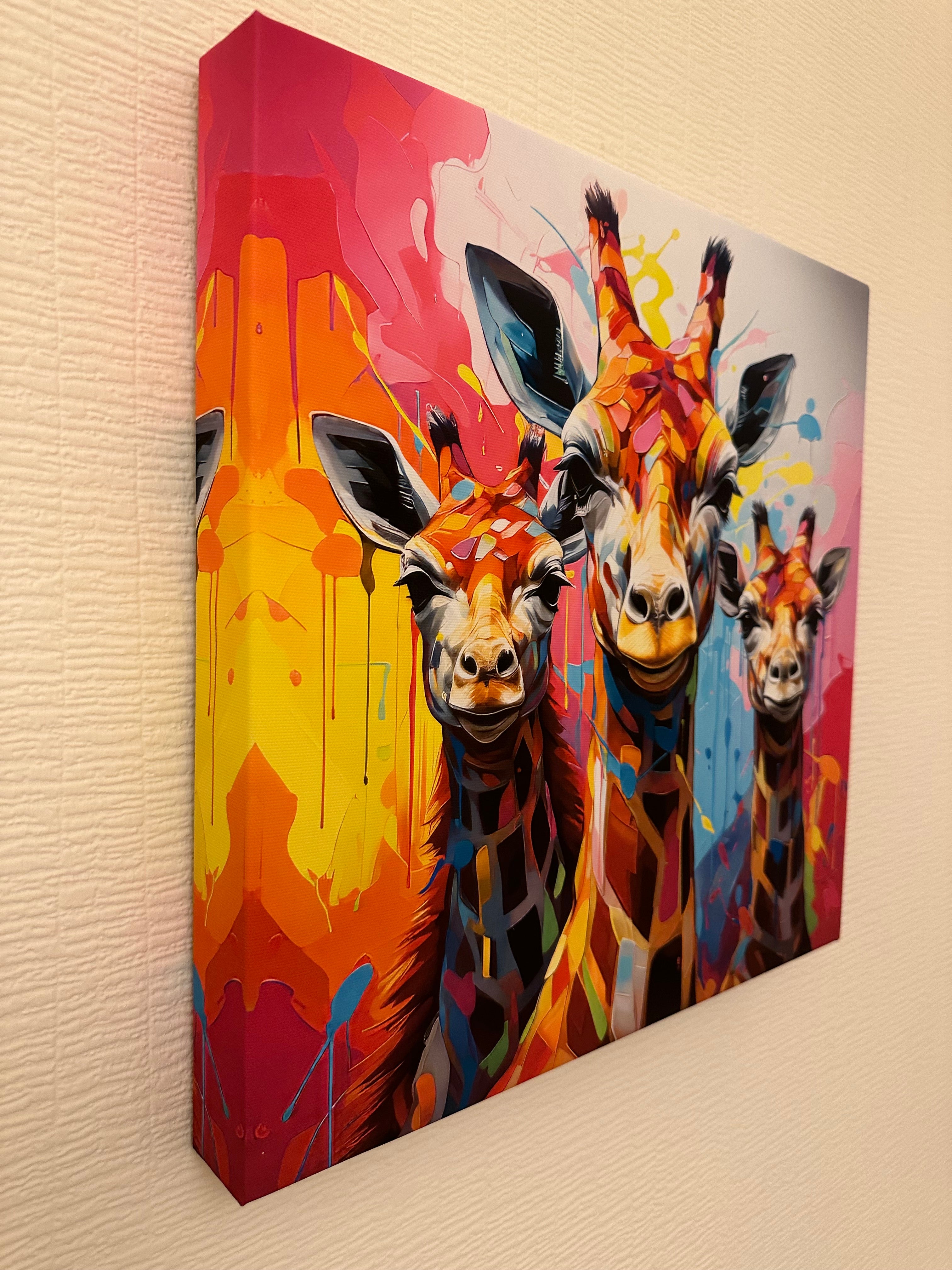 Colorful abstract painting of a horse on a textured surface