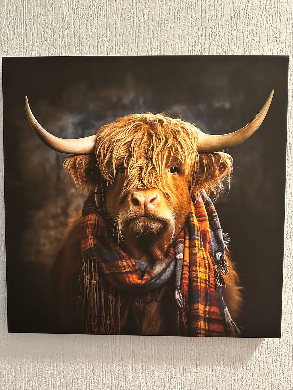 Keiran the Highland Cow – Whimsical Framed Canvas Wall Art
