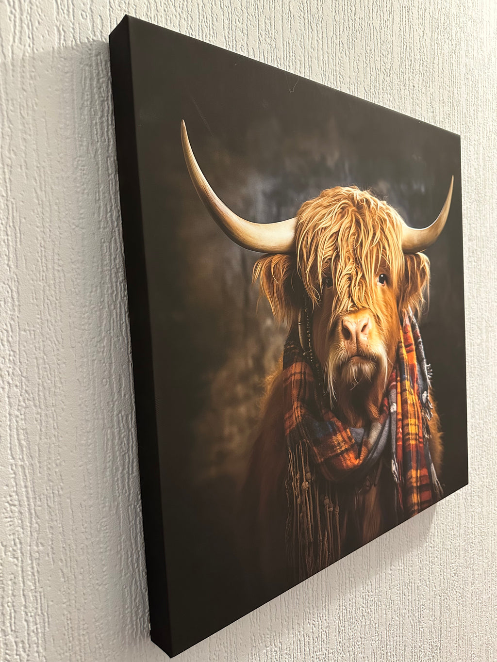 Keiran the Highland Cow – Whimsical Framed Canvas Wall Art