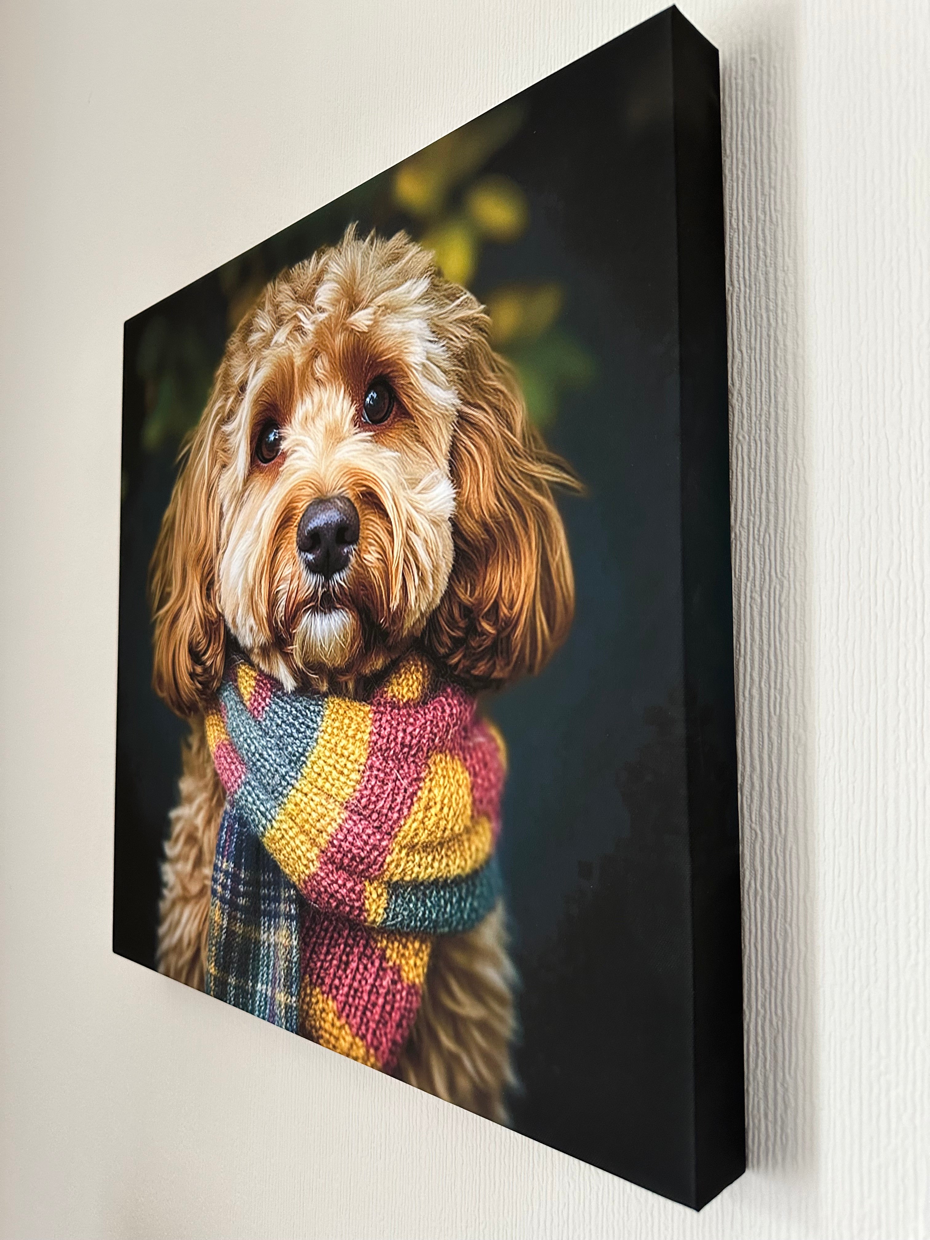 Sue the cockapoo with scarf