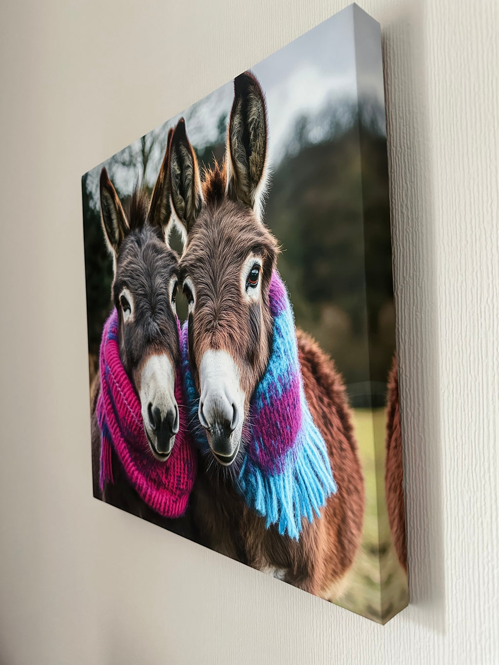 Laurel & Hardy - Whimsical Donkey - Framed Canvas Wall Art - Home Decor