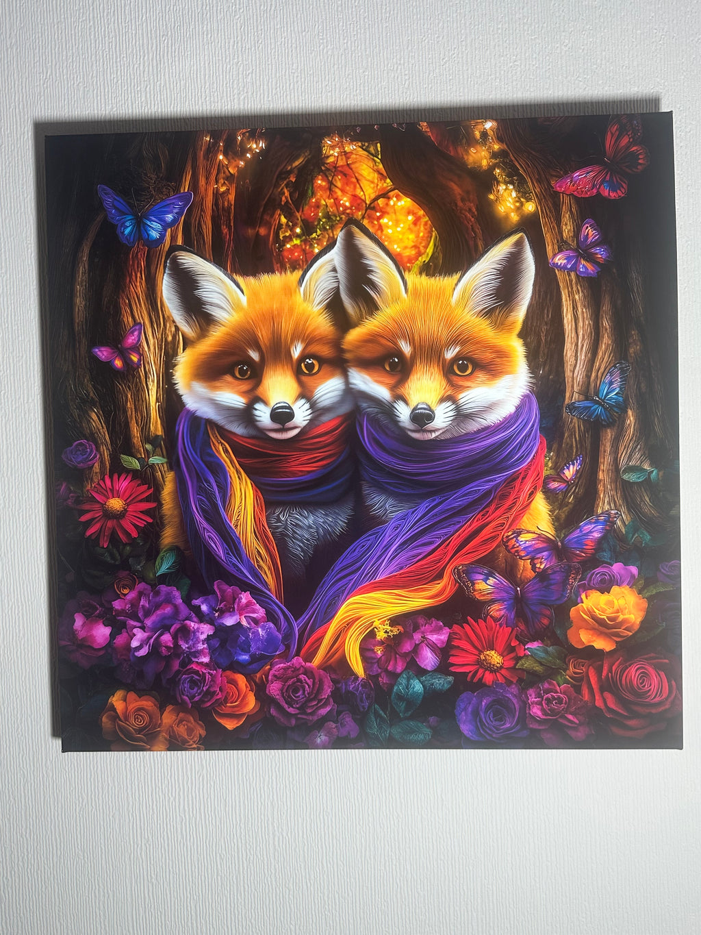 Canvas wall art two foxes 