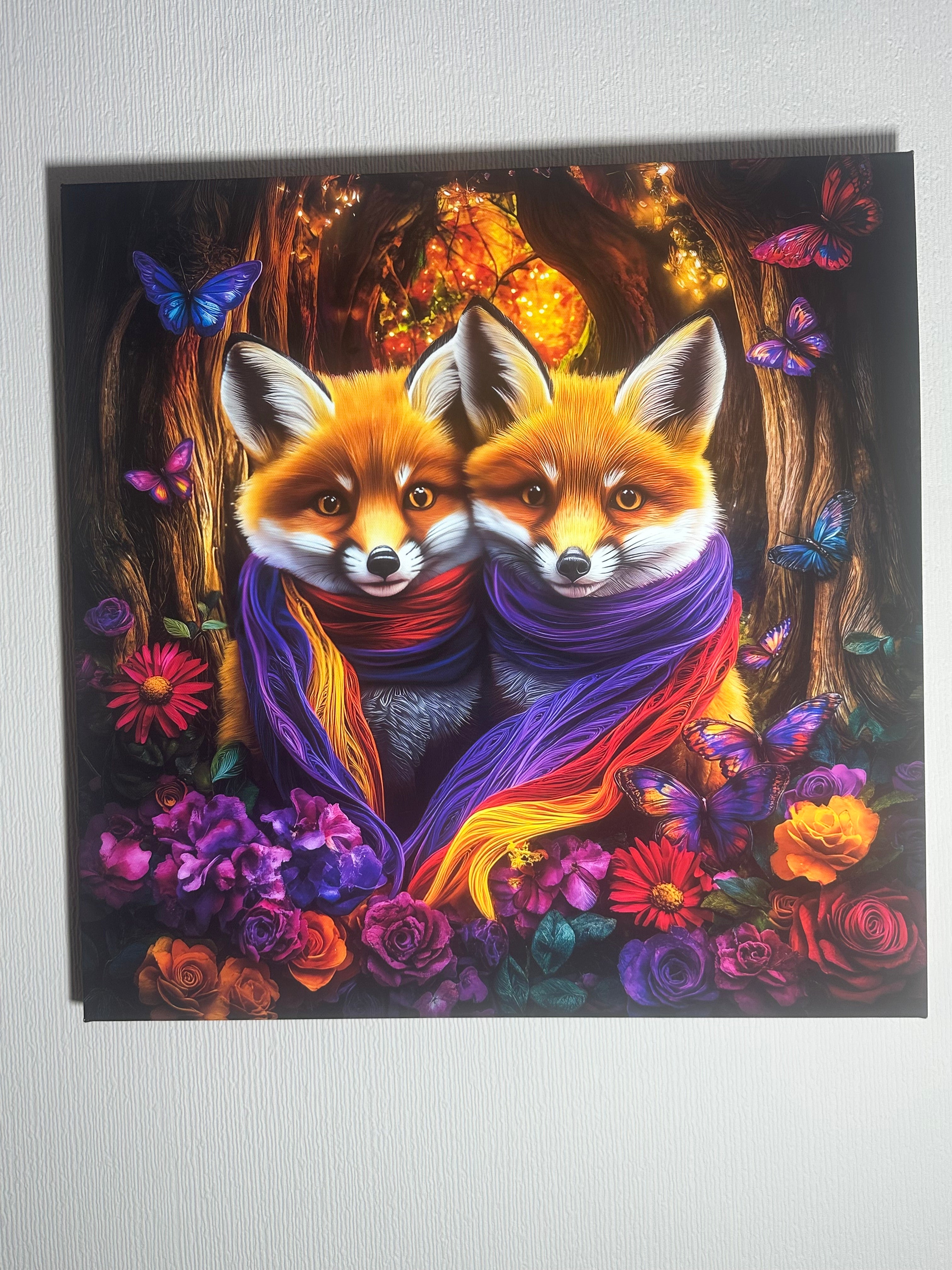 Canvas wall art two foxes 