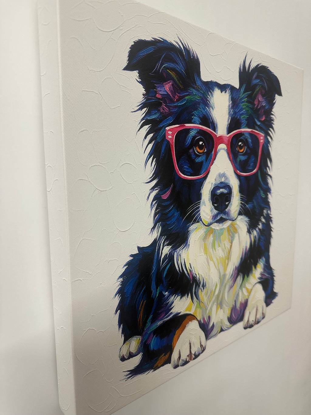 Collie dog colourful design on a white surface