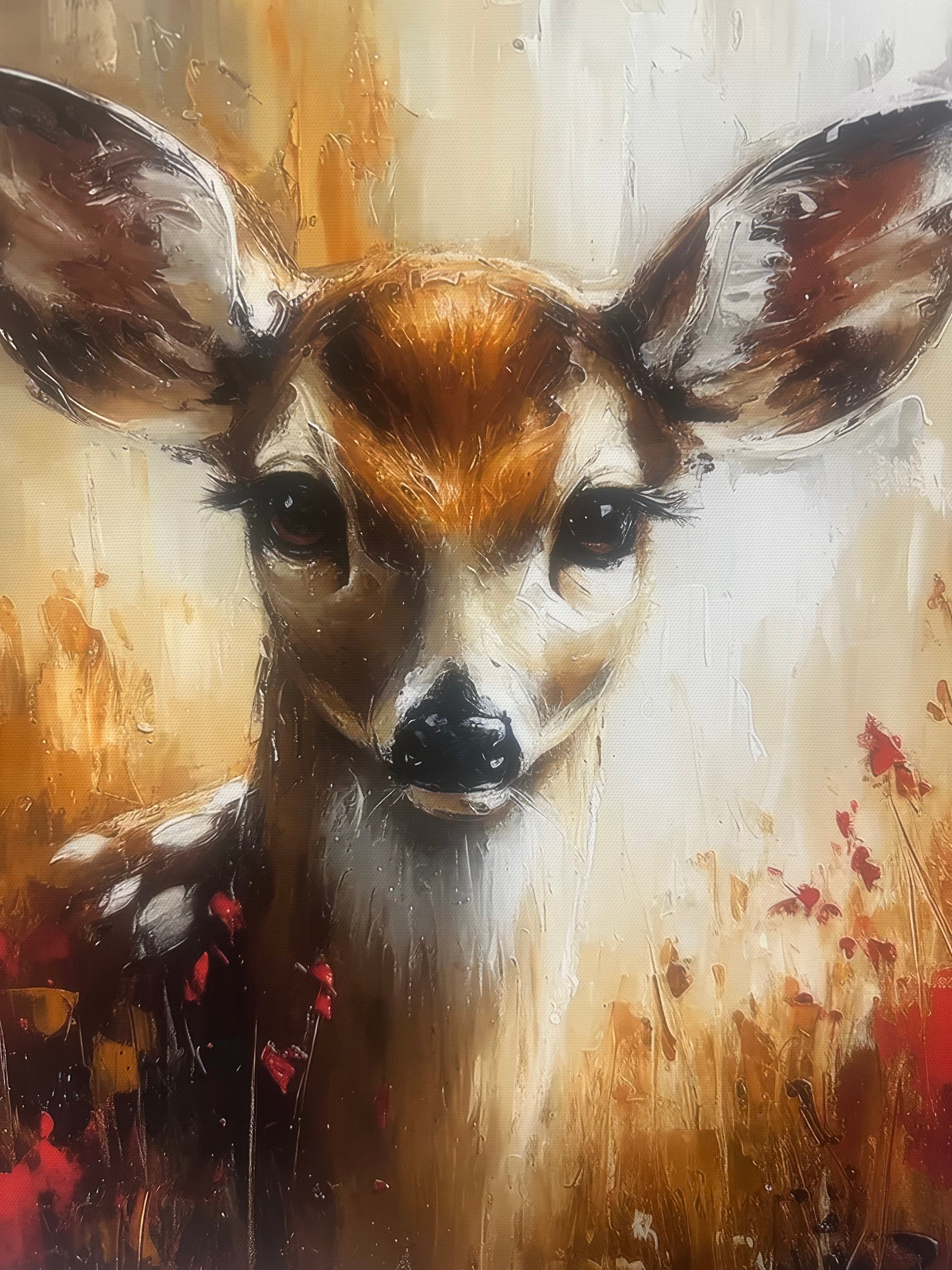 Painting of a deer with a naturalistic style