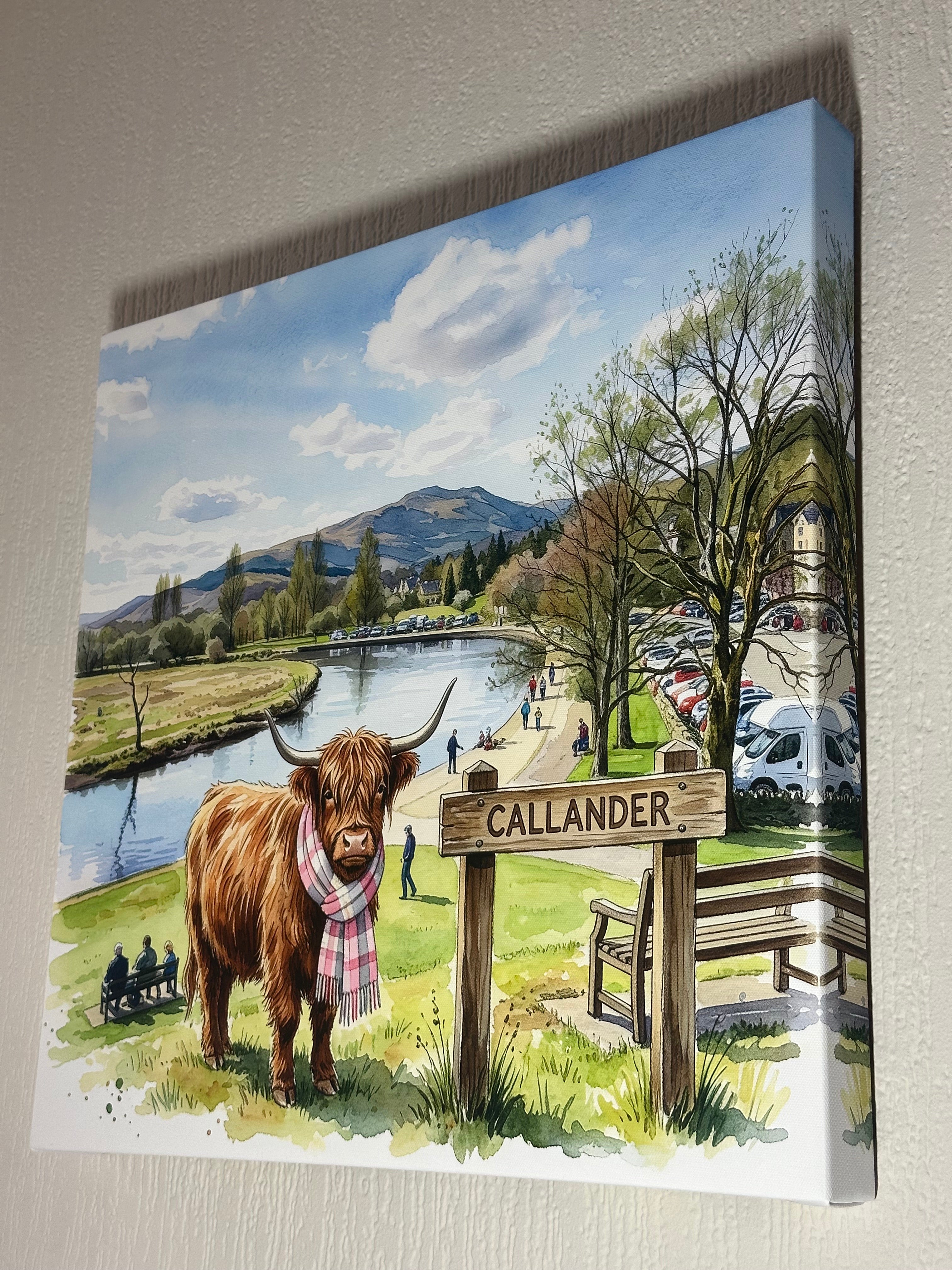 River Teith  Callander- Canvas Wall Art - Place Name - Premium Home Decor.