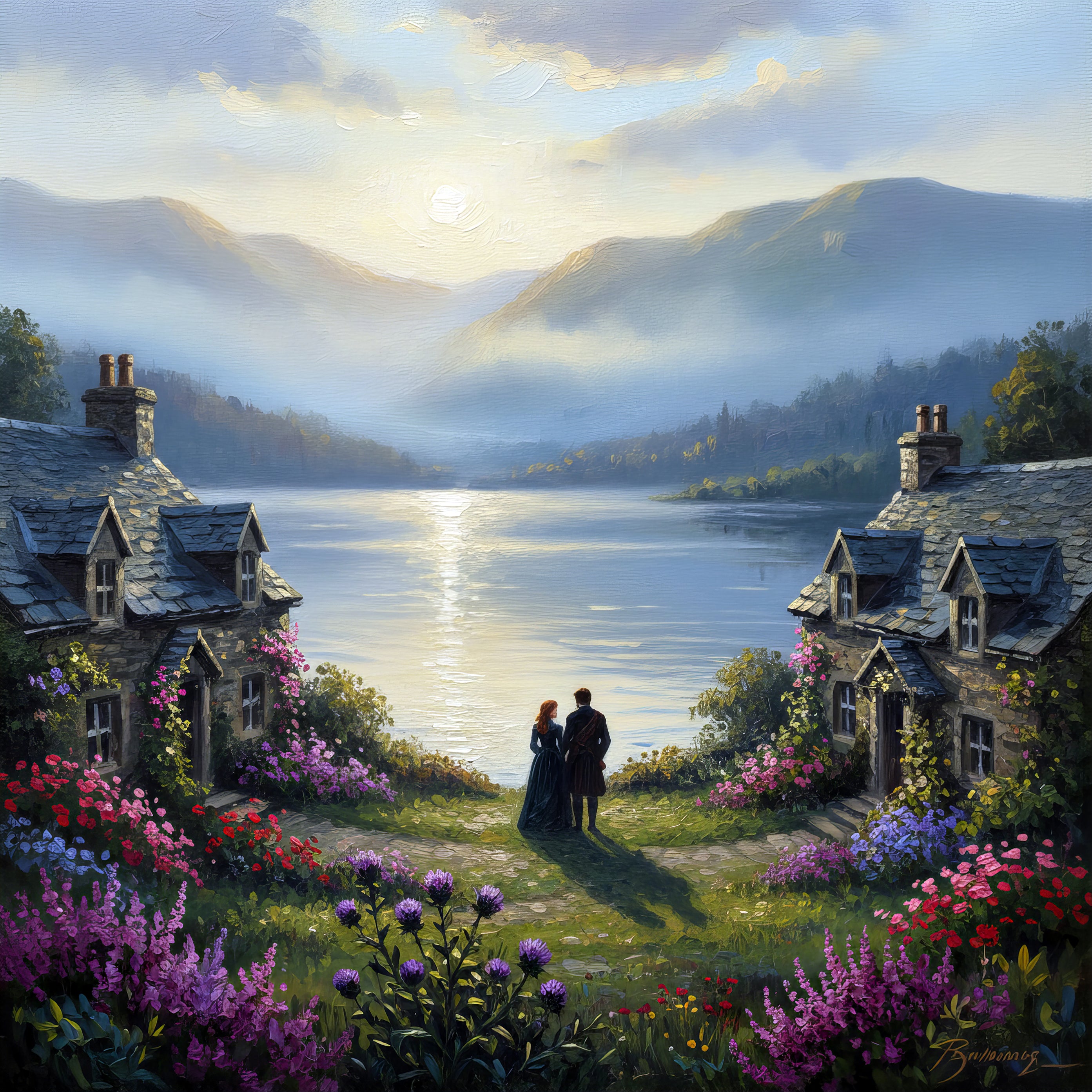 Scottish canvas wall art love story