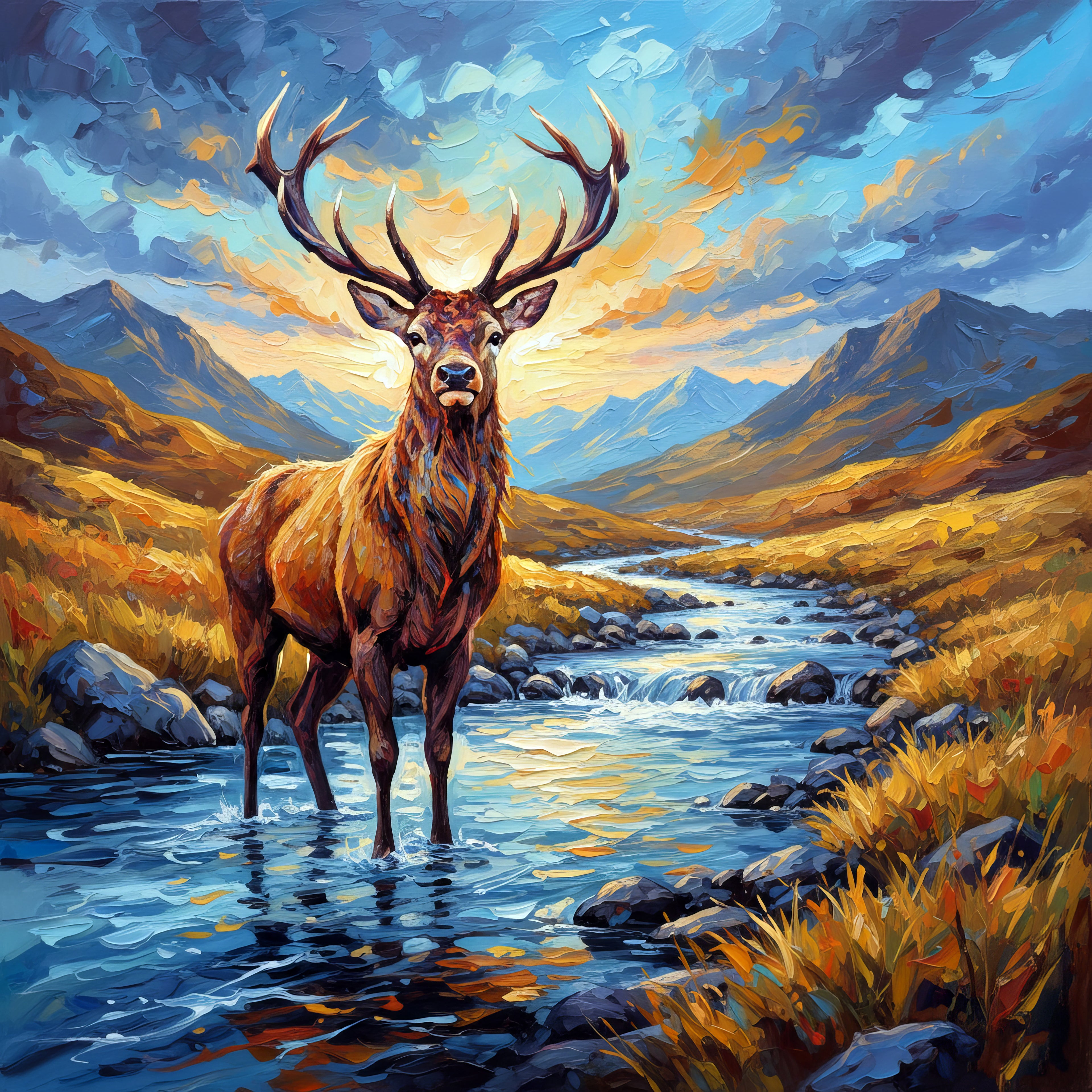 Highland Stag canvas wall art home decor 8 sizes 