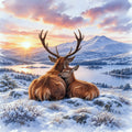 two deer on a hill looking dow at the loch