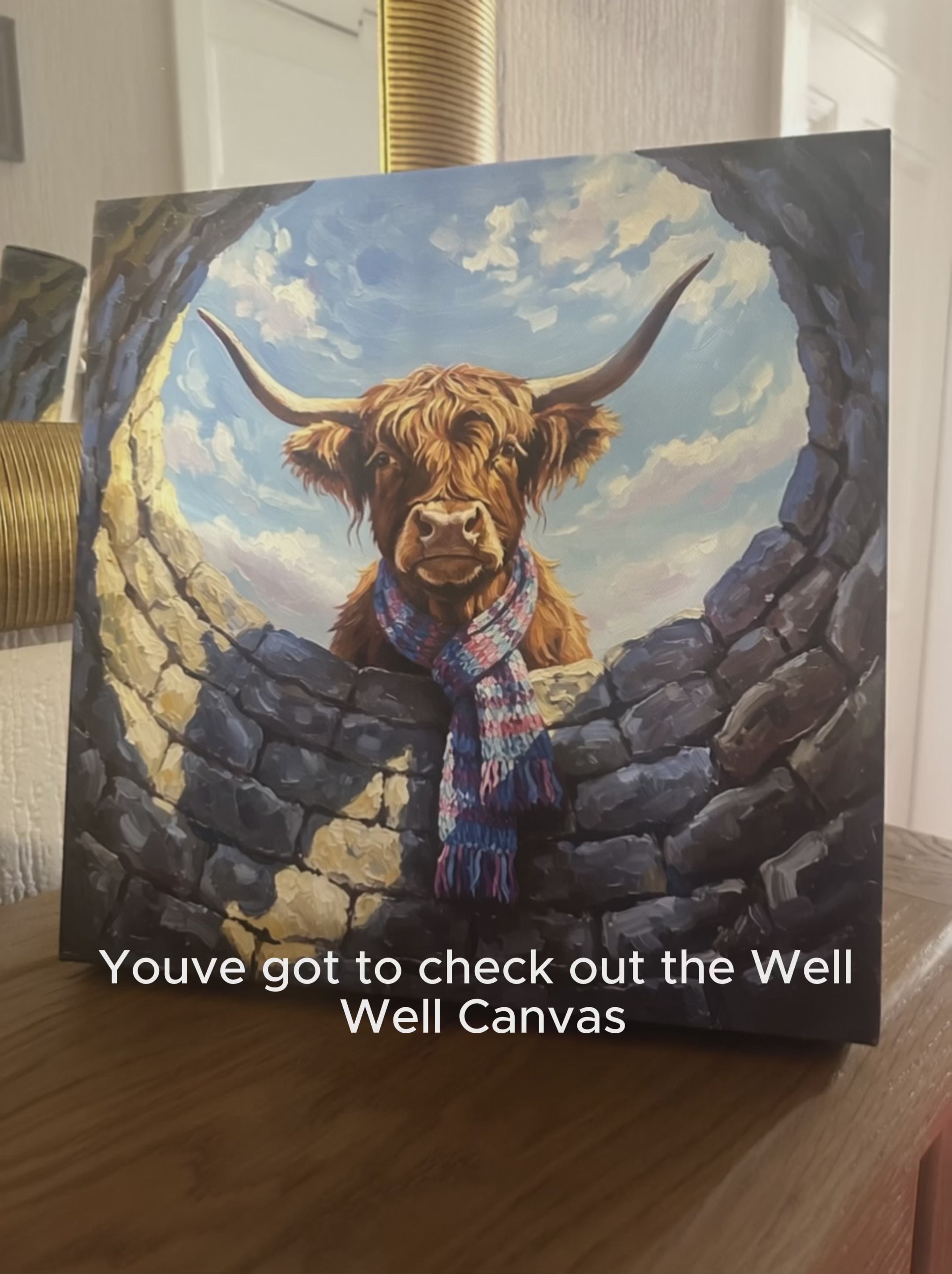 Wishing Well - The Highland Cow - Canvas Wall Art - Wall Decor